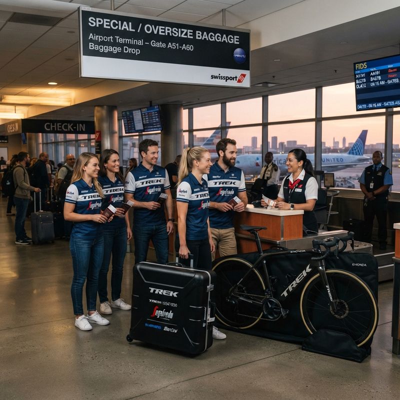 Looma Motion bike case packed in a home garage before a flight